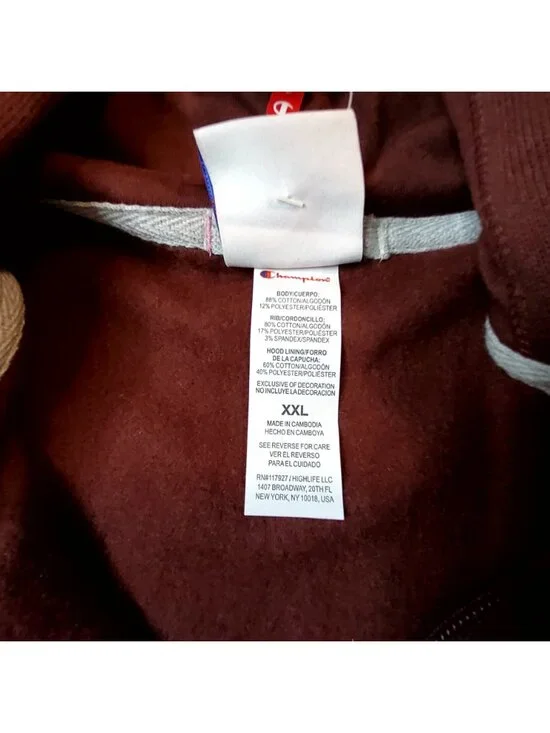 Champion Women Maroon Hoodie Size XXL Loose Fit Cotton Blend USA Athlete - Picture 9 of 11